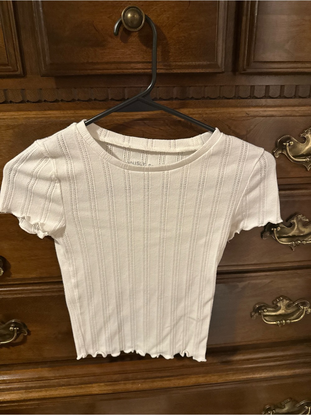 Aeropostale White Ribbed Short Sleeve Tee